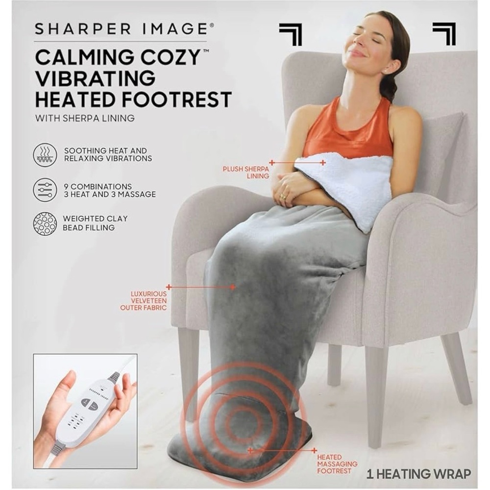 Sharper Image Gray Heated Vibrating Footrest